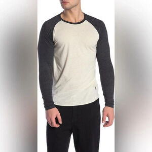 Mr. Swim Triblend Raglan Tee, Cream/Black, Large, NWT